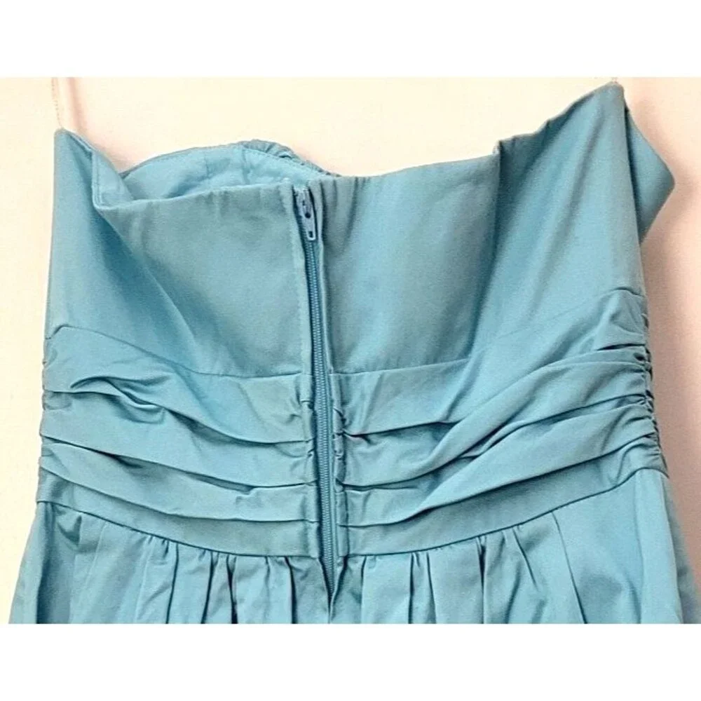 VTG y2k Turquoise Strapless Cotton Fit & Flare Dress 6 Small Blue Cocktail Mini - Picture 8 of 8